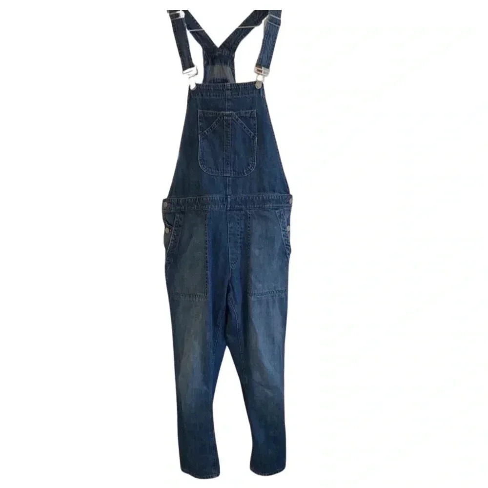 Gap Crop Slouchy Overalls Medium Wash Size Small
